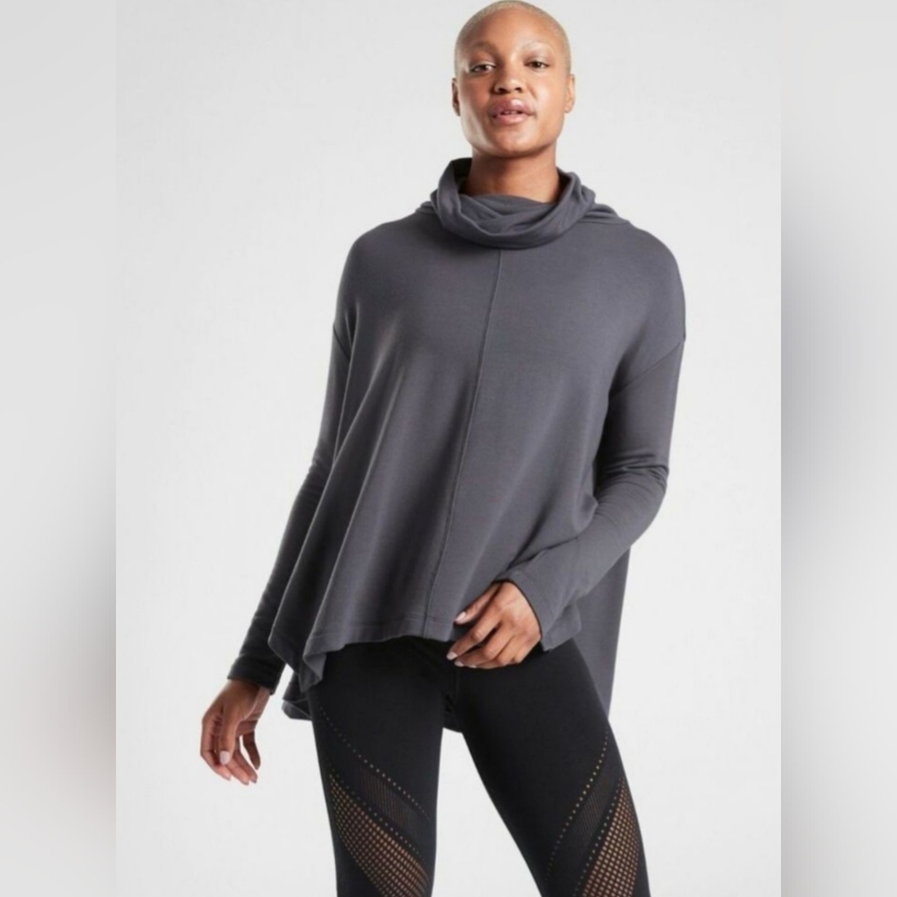 Athleta Ethereal Brushed Funnel Neck in Charcoal